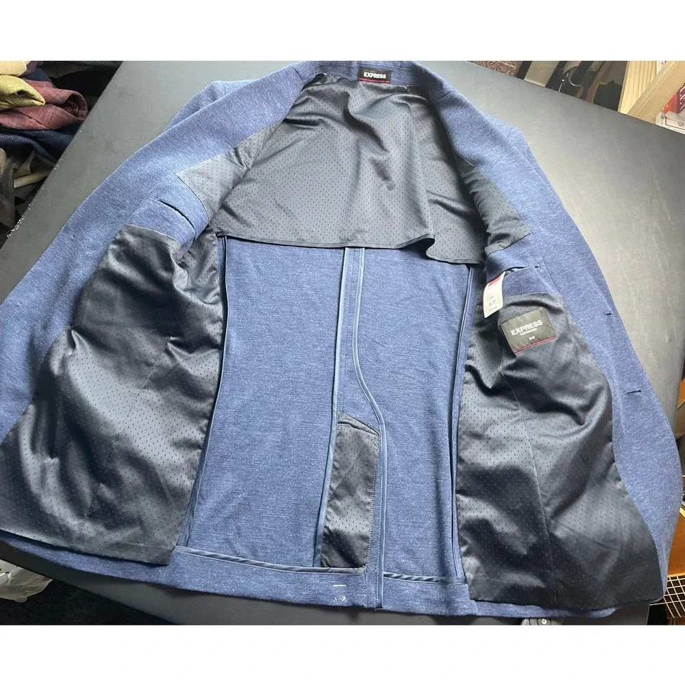 Express Mens Unstructured Blazer XS Blue Stretch Slim Fit Jacket
